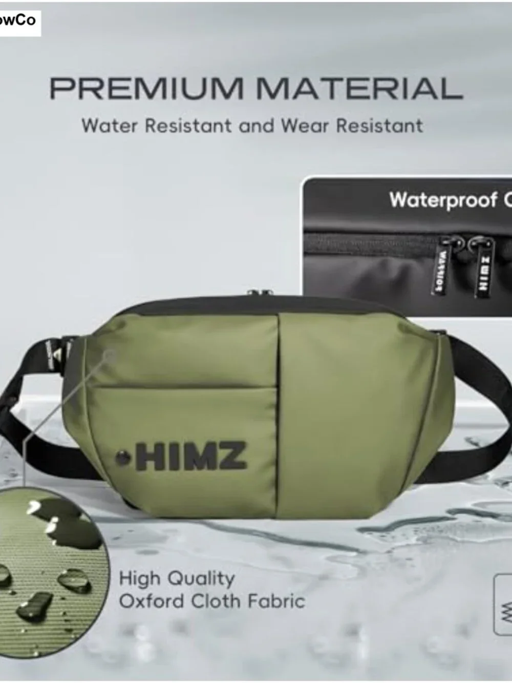 Waterproof Oxford Sling Crossbody Bag Multi-pocket 10.5in iPad